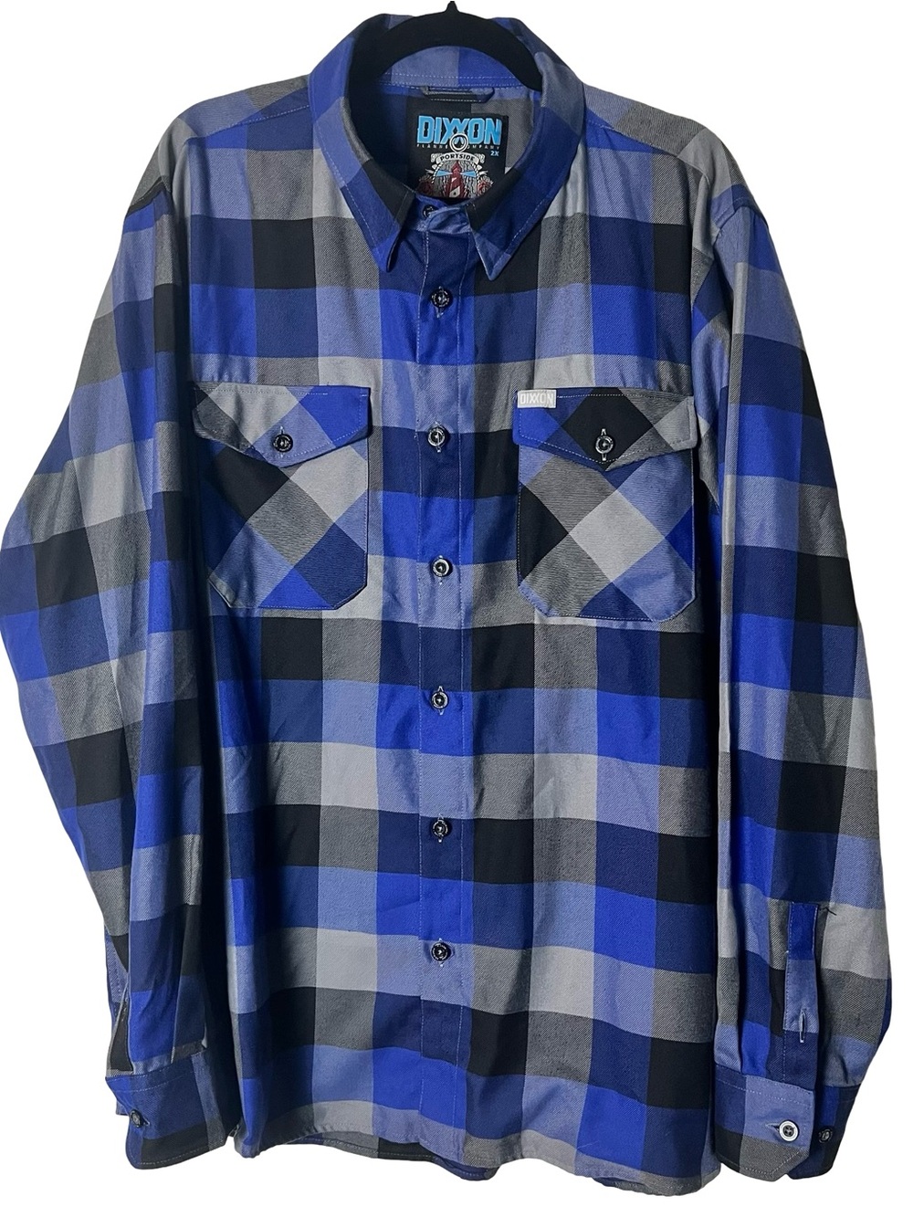 Dixxon Men’s‎ Portside Flannel Blue Black Gray White Plaid Unisex Sz. 2X